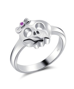 Skull with Bow Surgical Steel Rings SKR-15